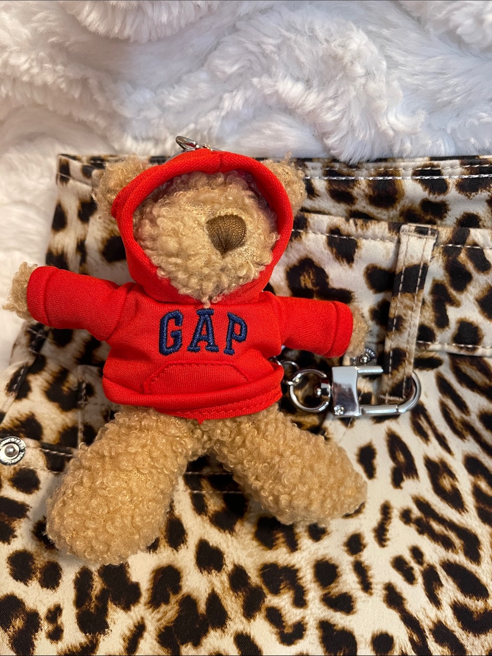 NWT GAP Red Hoodie Plush Bear Bag Charm - Picture 10 of 16